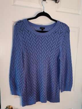 Talbots Lavender Pointelle Crewneck Sweater